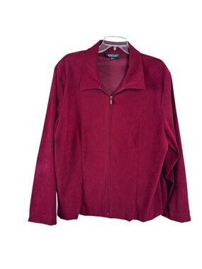 Briggs Burgundy Red Full Zip Blazer Jacket Women's Plus Size 20W Career Office